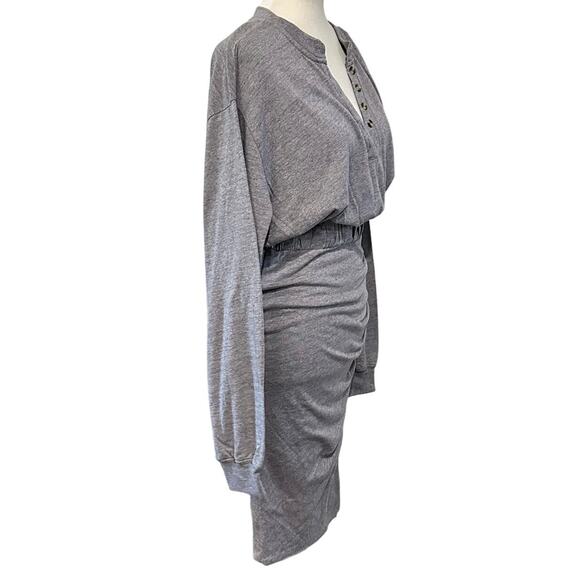 Chaser Women's Gray Ruched bottom midi Dress Long Sleeve Size S - Picture 3 of 10